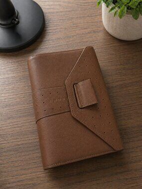 Cross Autocross Leather A-5 6-Ring Planner Toffee NOS w Inserts &amp; Warranty